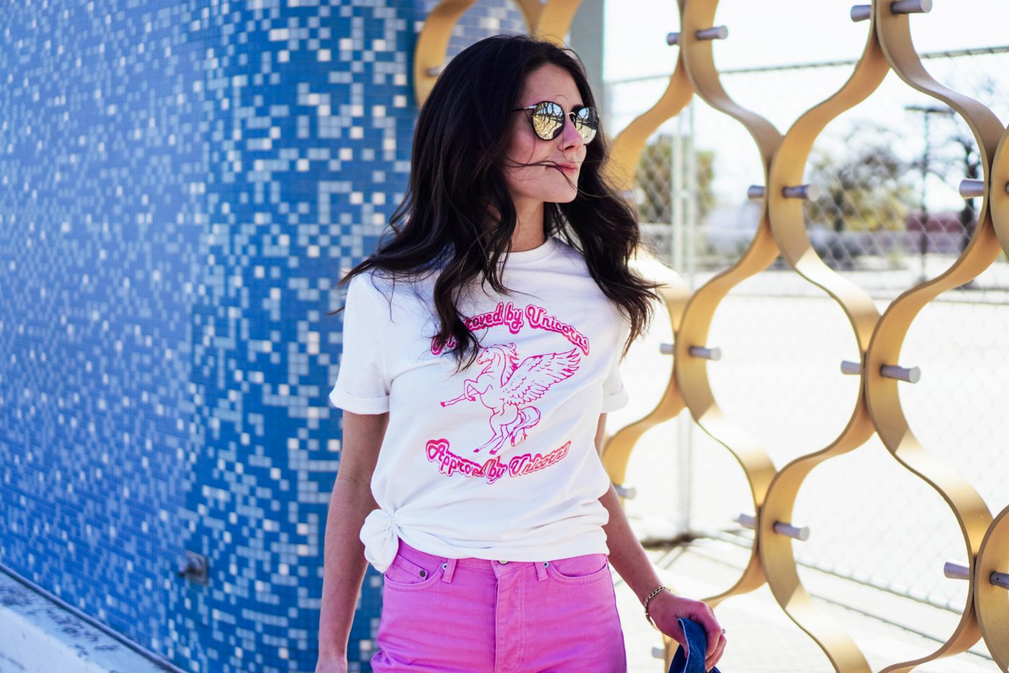 That 70's Outfit: Pink Denim + Graphic Tee - The Dandy Liar