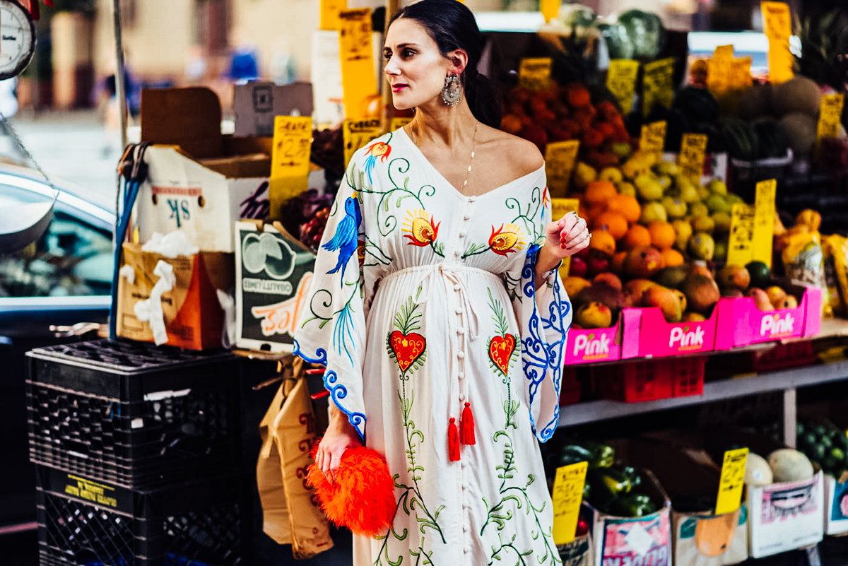 I'm sharing my 30 week bump update on TheDandyLiar.com, featuring this gorgeous Fillyboo embroidered gown that I wore during New York Fashion Week.