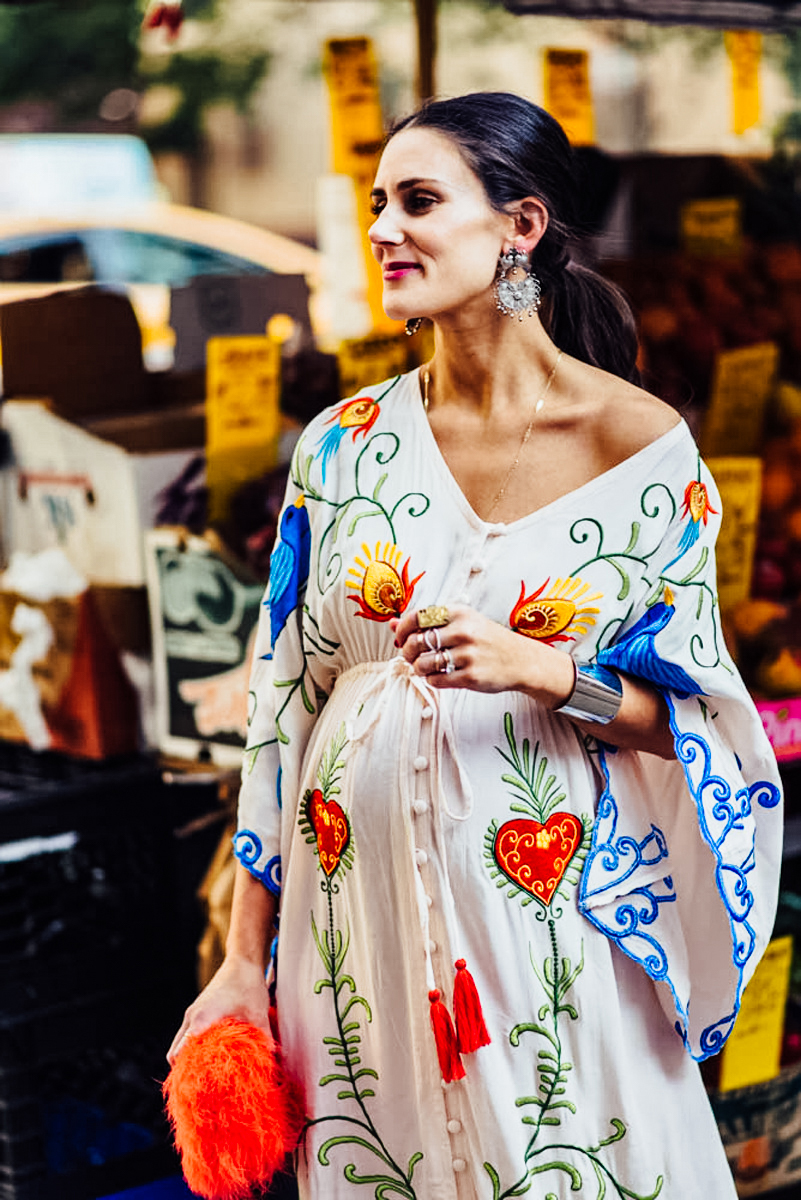 I'm sharing my 30 week bump update on TheDandyLiar.com, featuring this gorgeous Fillyboo embroidered gown that I wore during New York Fashion Week.