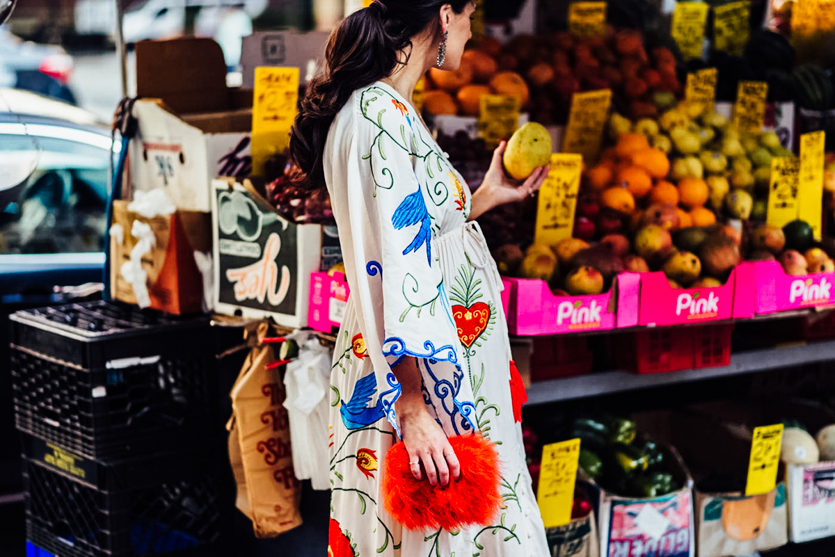 I'm sharing my 30 week bump update on TheDandyLiar.com, featuring this gorgeous Fillyboo embroidered gown that I wore during New York Fashion Week.