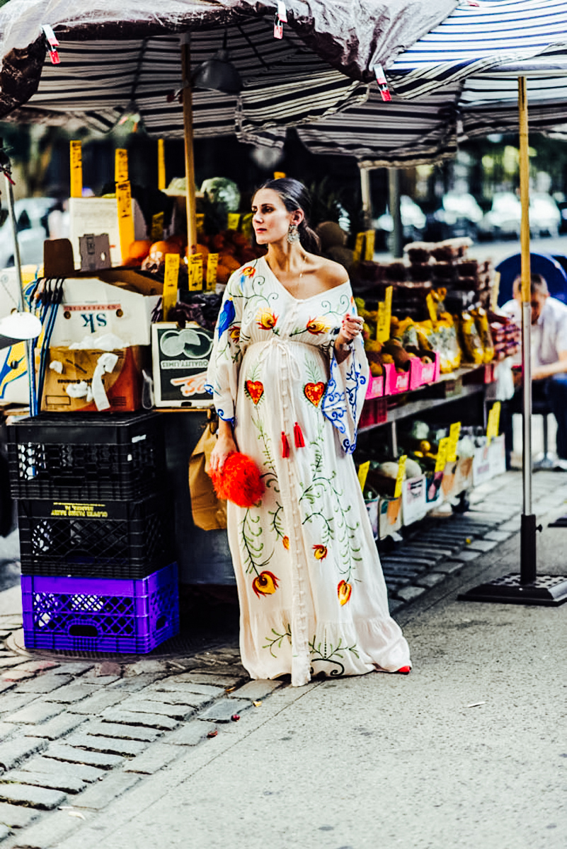 I'm sharing my 30 week bump update on TheDandyLiar.com, featuring this gorgeous Fillyboo embroidered gown that I wore during New York Fashion Week.