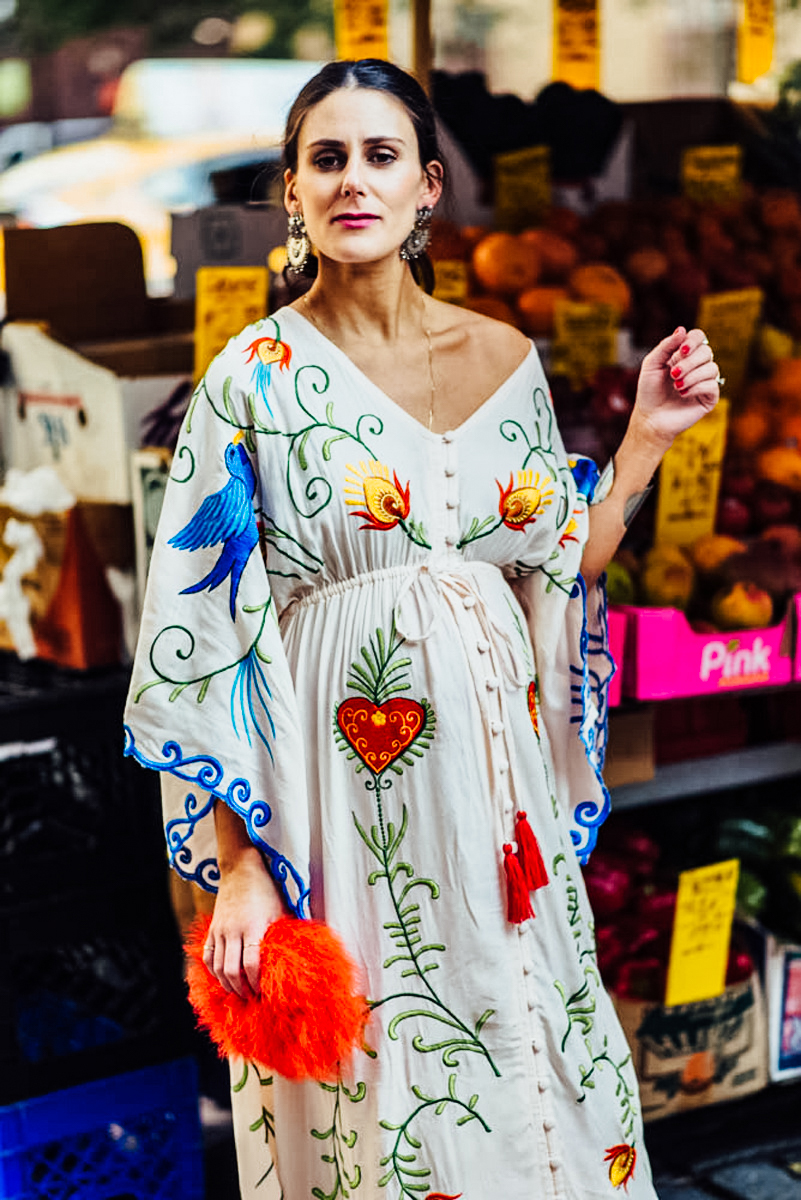 I'm sharing my 30 week bump update on TheDandyLiar.com, featuring this gorgeous Fillyboo embroidered gown that I wore during New York Fashion Week.