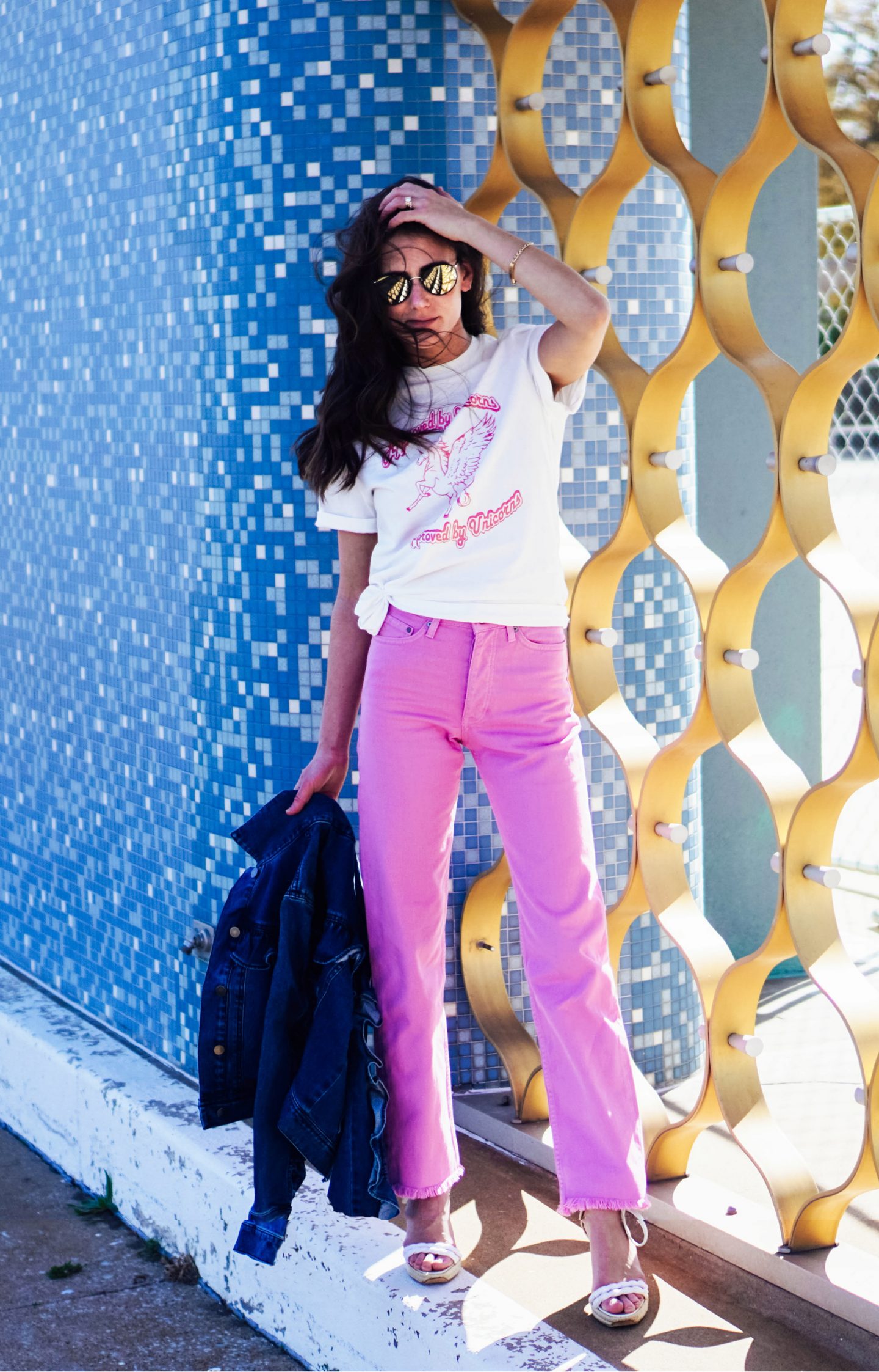 That 70's Outfit: Pink Denim + Graphic Tee - The Dandy Liar | Fashion ...